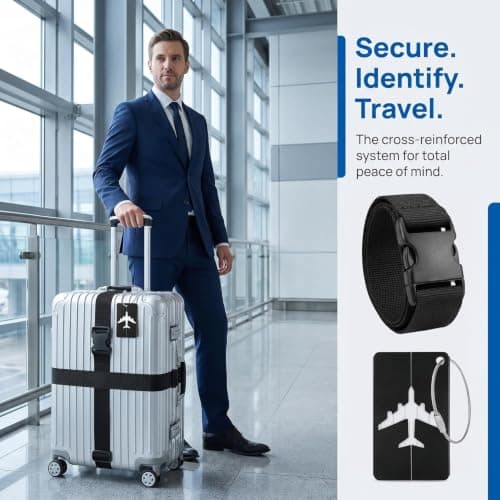4 Pcs Heavy Duty Luggage Straps, 200x5cm Travel Packing Belt with Buckle — view 5