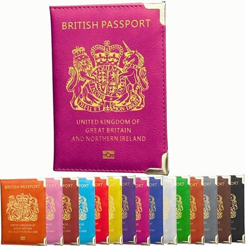 HITHIKA British Passport Holder | UK Passport Wallet | Non EU | PU Leather (Hot Pink)
