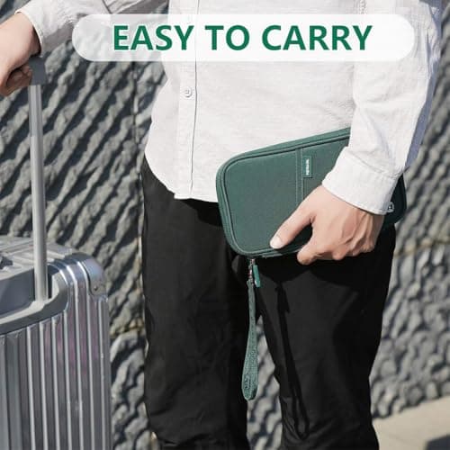 Auccu Passport Holder for Travel Family, RFID Blocking Document Holder Organiser Travel Wallet Waterproof for Women & Men for Cash, Passport, Boarding Pass, ID Card, Credit, Tickets, Pen, Green — view 6