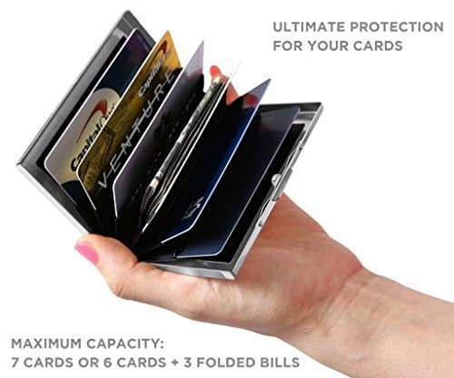 Vicloon Metal Card Holder Wallet,Ultra Thin Stainless Steel Metal Wallets RFID Blocking Credit Card Wallet Holder for Men & Women,Best Card Protector (Silver) — view 5