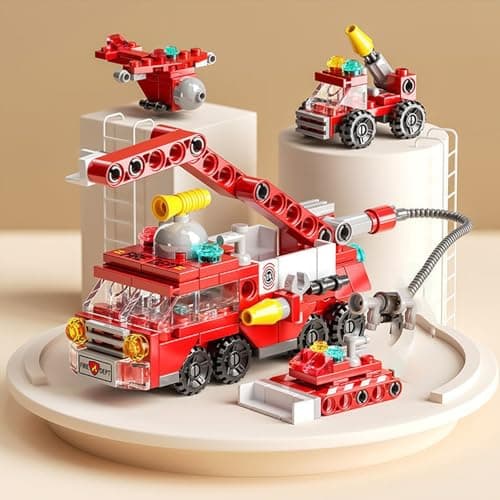 Vilbocr Emergency Vehicles Age 4+ Toy Set Boy Building Block Model Kit Rescue Truck Toy Stacking Toy Fire Rescue Construction Truck Toy Building Kit Toys — view 4