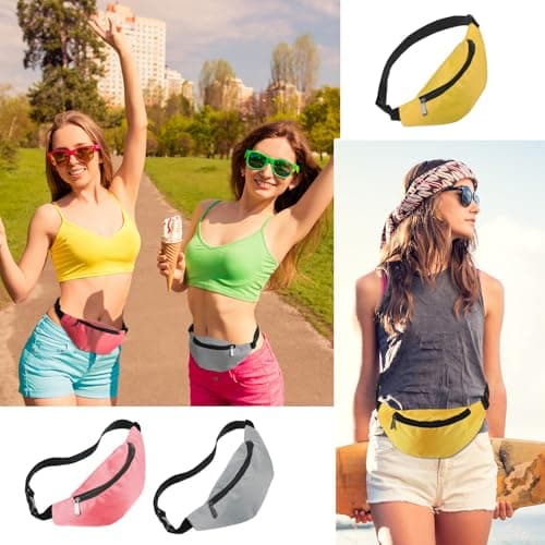 Saintrygo 20 Pcs Neon Fanny Pack Bulk, 90s 80s Fanny Pack Adjustable Waist Bags, Vintage Bag, Oxford Cloth for Workout Traveling Running Bachelor Party Favors Women Men, Dark Color — view 4