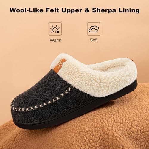 LongBay Women's Warm Slippers Memory Foam Slip-On House shoes 5-6 UK, Black — view 4