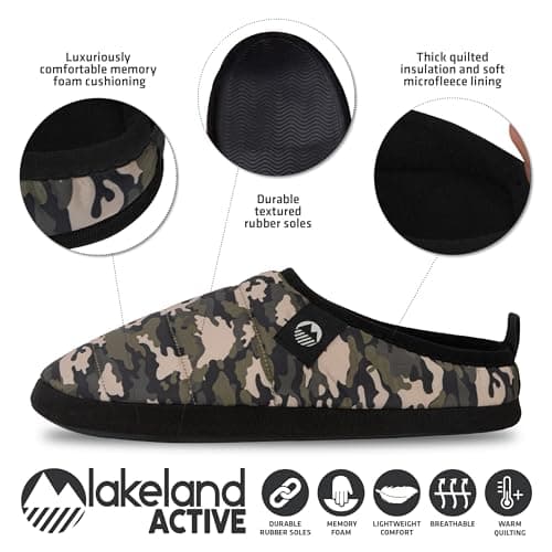 Lakeland Active Men's Wolfa Ultra-Warm Synthetic Down Camping Style Slippers With Memory Foam - Camo - 9 UK — view 4