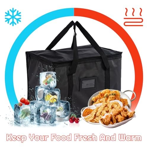 SUOXU 16L Insulated Lunch Bag Thermal Cooler Bag - Leakproof Reusable Lunch Box Tote for Men & Women, Work School Picnic Travel (Black) — view 3