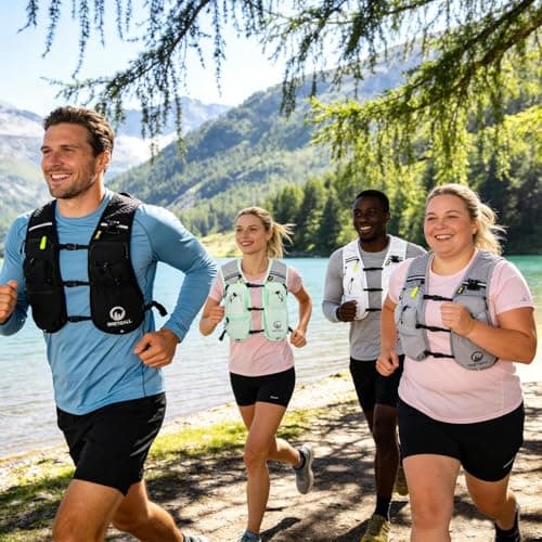 ONETOALL Running Vest Women with TPU Water Bottle 500ml & Water Bladder 2L, Lightweight Hydration Running Vests Mens, Reflective Running Backpack for Hiking Marathon Biking Sci, Blue — view 6