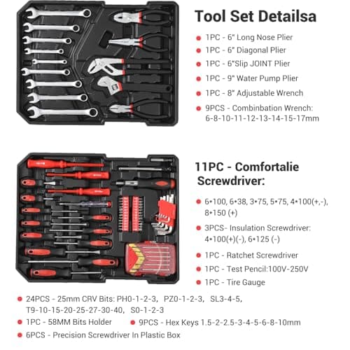 186-Piece Rolling Tool Kit, Aluminum Trolley Case for Home & Mechanic Repair — view 3