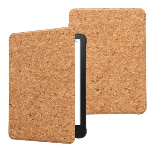kwmobile Cork Case Compatible with Amazon Kindle Paperwhite (2024)/Colorsoft - Book Style Protective e-Reader Flip Cover Folio Case - Light Brown — view 5