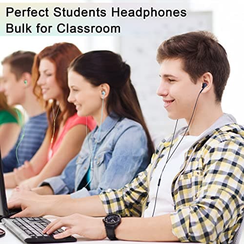 Xinnun 50 Pack Wired Ear Buds with Mic for Student, Simple, Multicolor — view 6