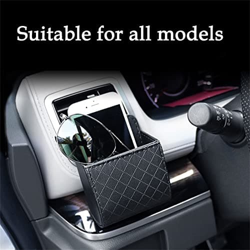 Lwuey Car Air Vent Storage, Hanging PU Leather Pouch Box with Hooks For Phones Keys Sunglasses Coins Pens Cards Organizer Bag Anti Slip Driver Essential Accessories Front Tidy Caddy — view 3