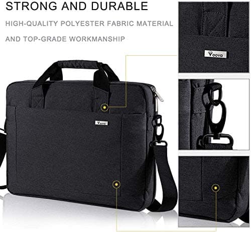 Voova Laptop Bag Case 17 17.3 Inch Computer Sleeve Messenger Bag, Black — view 2
