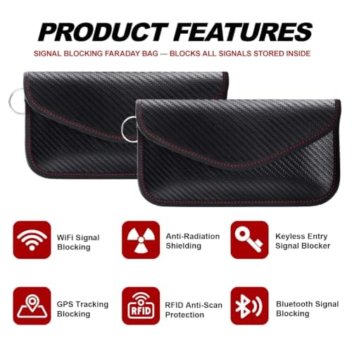 2PCS Faraday Pouch for Car Keys & Phones, RFID Signal Blocker Case — view 4