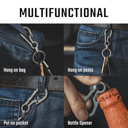 KeyUnity KM01 Titanium Carabiner Keychain Clip Quick Release EDC Key Holder Organizer with Keyring — view 5