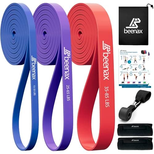 Beenax Resistance Bands Pull Up Set, 3 Levels Exercise Bands Men Women for Calisthenics, Powerlifting, Bodyweight Training, Stretching, Mobility, Yoga, Pull Up Assistance Bands with Door Anchor