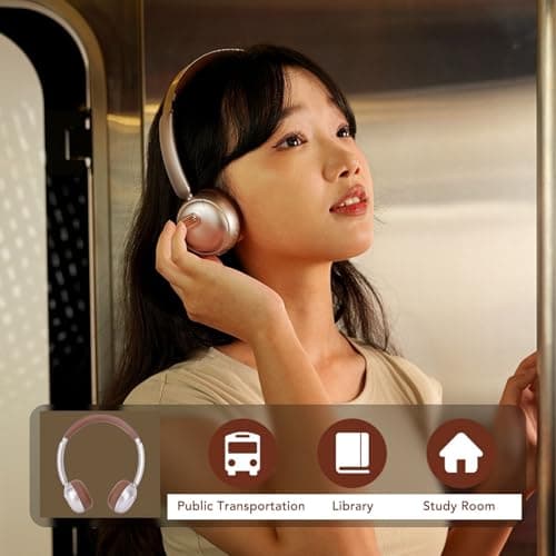 LUCKDANO Bluetooth Headphones Over Retro Bluetooth 5.4 Over Ear Headphones Wireless Headset Noise Canceling with Lossless Sound & Lightweight Comfort for Travel, Matte Texture Brown (Brown) — view 2