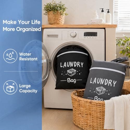 2 Pcs Travel Laundry Bags for Dirty Clothes, Waterproof Wet Bag with Zipper & Handle, Washable Small Laundry Bag for Travelling, Swimming, Gym, Camping and Family Vacation — view 6