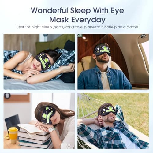 TeTupGa 2 Pack Sleep Mask for Kids Boys, Silk Blackout Eye Mask for Sleeping, with Adjustable Strap Adult Children's Bedtime Eye Cover for Side Sleepers, Travel & Home Use (2pcs BATT1) — view 4