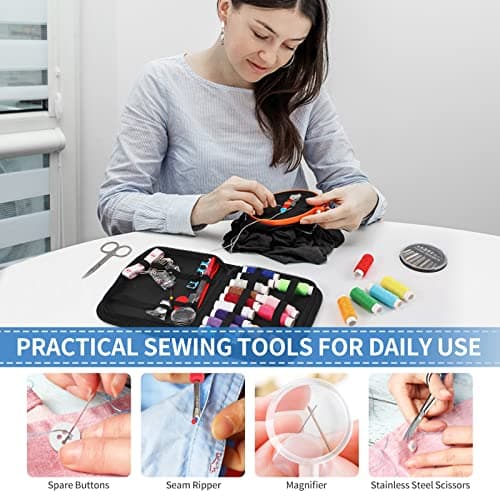 Sewing Kit for Adults,MARQUEEN Needle and Thread Kit with Sewing Supplies and Accessories Contains Scissors,Needles, Measure Tape,Seam Ripper,Suitable for Home, Travel, Beginner, Emergency — view 6