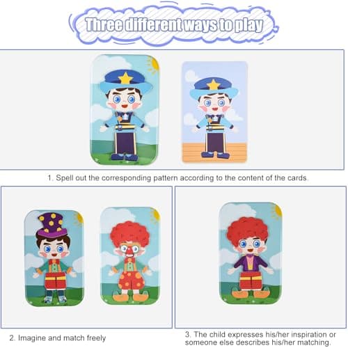 ASTARON Magnetic Puzzle for Boy, Kids Portble Travel Activities Educational Toys with 23 Puzzles Tin Box, Fridge Magnets for toddlers, Promotes Imagination and Concentration — view 3