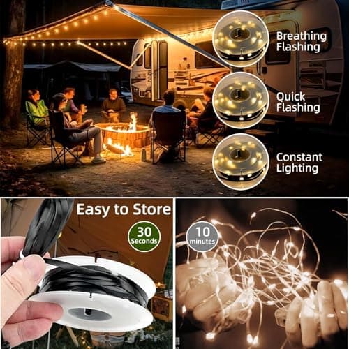 Annefly 10M Camping Fairy Lights 2 in 1 Solar & USB Rechargeable Lantern — view 5