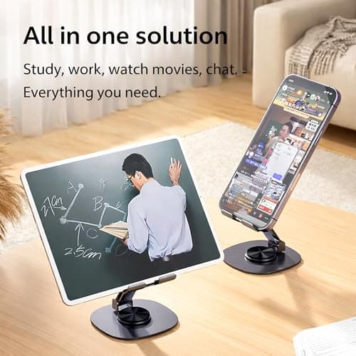 Boulton Foldable Phone Stand - 360° Rotatable Phone Holder Stand - Adjustable, Portable, Multi-Angle Aluminium Holder for Smartphones & Tablets - Desk & Travel Stand for Hands-Free Viewing (Purple) — view 2