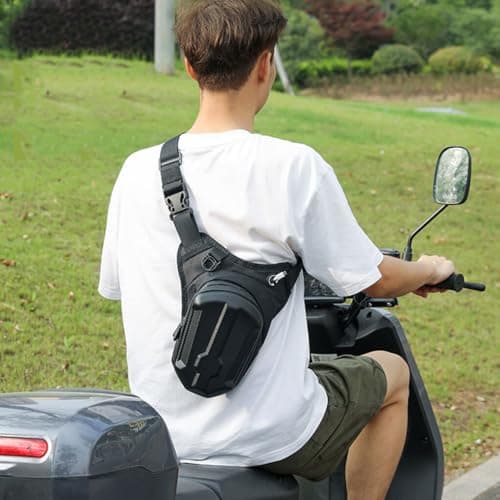 QLECXZI Motorcycle Leg Bag Fanny Pack Thigh Bag Durable Waterproof,White — view 3