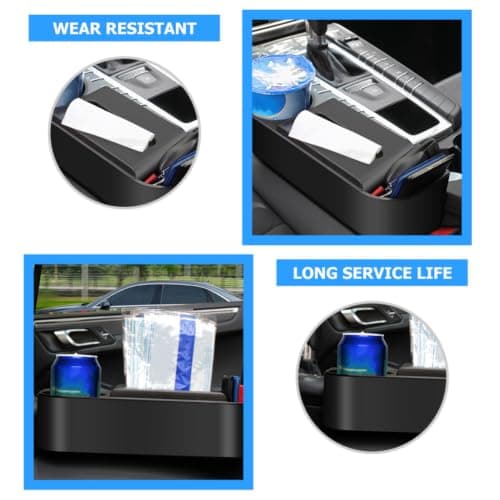 Car Seat Slot Organizer Black Storage Box 2 Pcs with Cup Holder, ABS — view 3