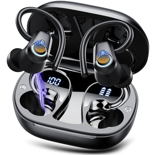 Wireless Earbuds with Earhooks HiFi Stereo, IP7 Waterproof Sports Earphones