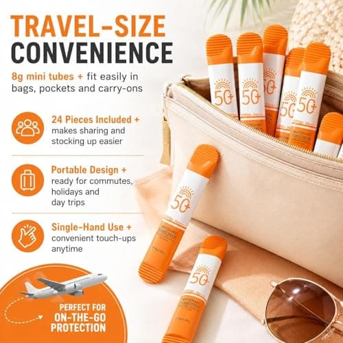 Travel Sun Cream Travel Size Sunscreen SPF 50+ Mini Sun Cream for Face & Body, Waterproof & Non-Greasy, No White Cast, Lightweight UV Protection for Daily Use, 24PCS — view 5