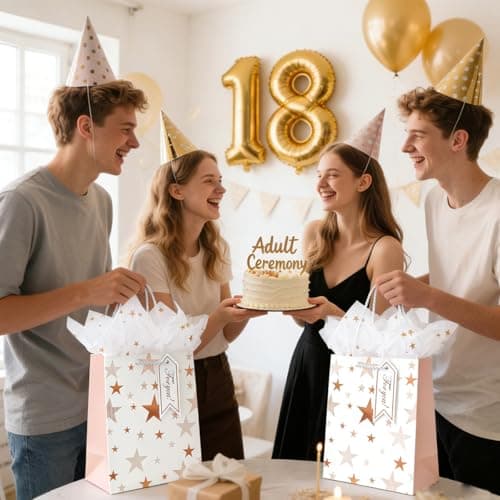6Pack Medium Gift Bags with Tissue Paper,Rose Gold,18×23×10CM — view 6