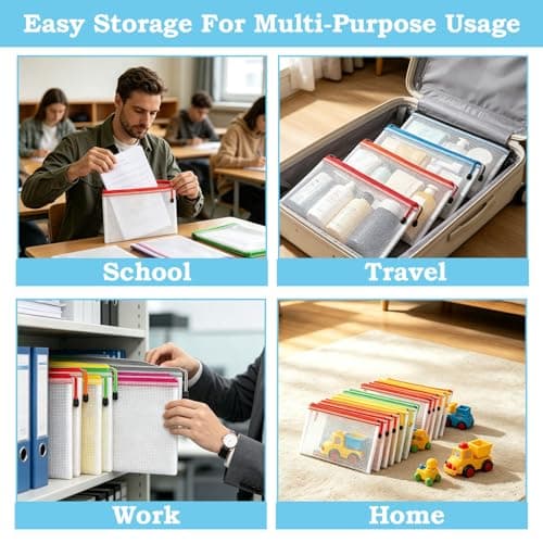 A4 Zip Wallets, 24 PCS Plastic Wallets Folders Mesh Zipper Lock Bags — view 5