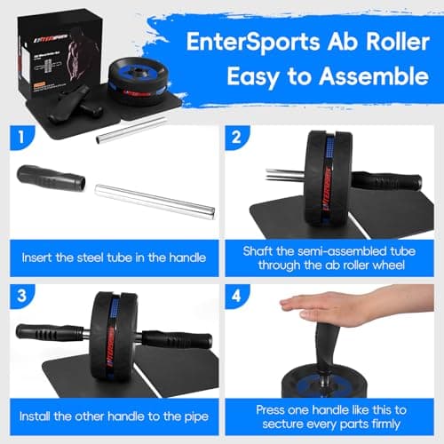 Ab Roller with Two Extra-Thick Non-Slip Knee Mat for Core Abs Rollout — view 6