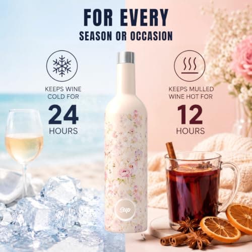 Sup Insulated Wine Bottle 750ml Flowers | Stainless Steel Wine Cooler Bottle — view 5