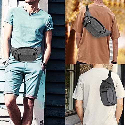 Bumbag Waist Bag, Waterproof 4 Zip Pockets Running Waist Pack Bag for Men Women, Adjustable Belt Waistpacks for Outdoors, Sport, Hiking, Travel — view 5