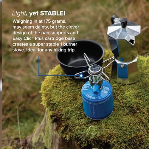 Campingaz Bleuet Micro Plus Camping Stove, lightweight 1-burner Gas Stove, high power 1250 watts, for camping, festivals, hiking, runs off CV 470 gas gartridges, Blue — view 2