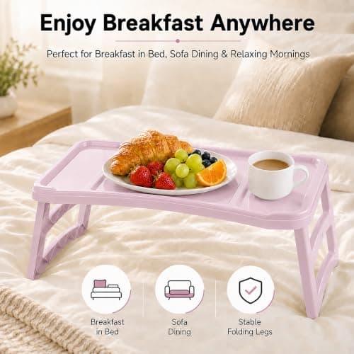 Breakfast Folding Tray with Legs, Raised Edge Laptop Table — view 3