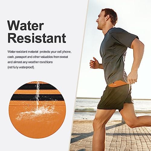 RFID Blocking Money Belt for Men Women, Slim Fanny Pack for Travel，Running,Conceal Waist Wallet for Passport Holder,Phone,Cash(Brown Orange) — view 5