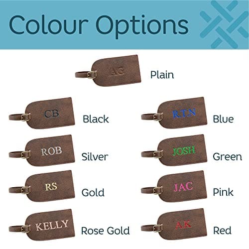 aztex Personalised Debossed Faux Leather Luggage Tag, 12cm x 6cm, Brown — view 4