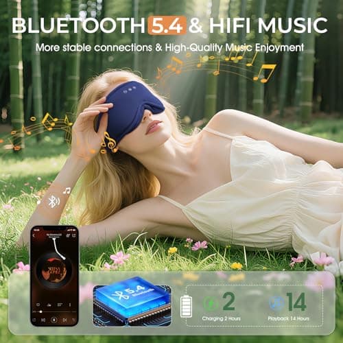 MUSICOZY Breathable Organic Bamboo Cotton Sleep Mask Headphones — view 6