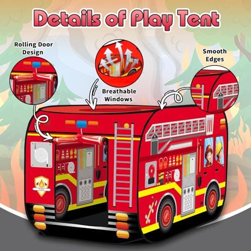 deAO Pop Up Play Tent for Boys and Girls Outdoor Activities for Children and Kids Parties (Red) — view 2