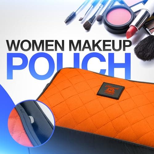 Haryali London Water-Resistant Leather Toiletry Bag for Men Large Travel Wash Bag Shaving Dopp Kit Bathroom Gym Toiletries Makeup Organizer (Orange) — view 5