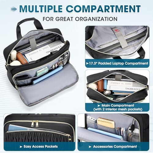 RAINSMORE 17.3 Inch Laptop Bag for Women Work Bag Large Briefcase — view 4