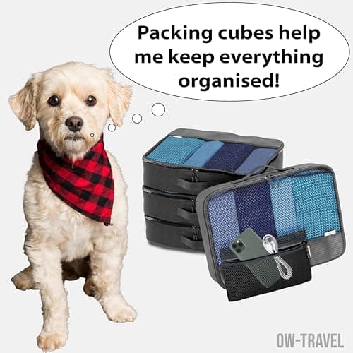 OW-Travel Packing Cubes for Suitcases 5 Pcs Black Medium with Mesh Pouch — view 2