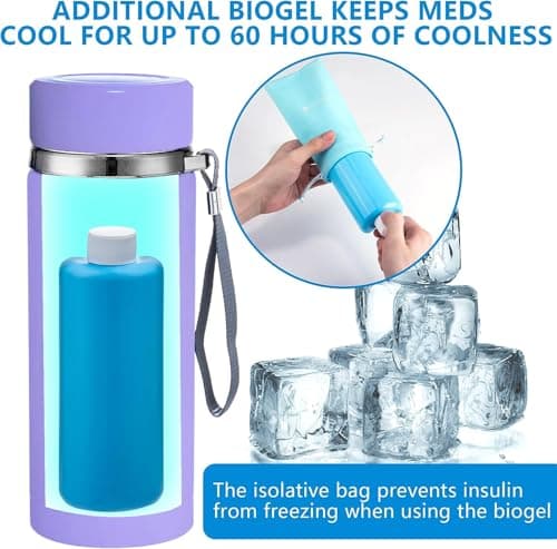 Electric Insulin Cooler Travel Case with USB Charger & Bio Gel - Unlimited Hours, Insulin Pen Cooler - Holds up to 6 Pen, Medication Cooler for Travel TSA-Approved, Travel Medicine Cooler - Lavender — view 5