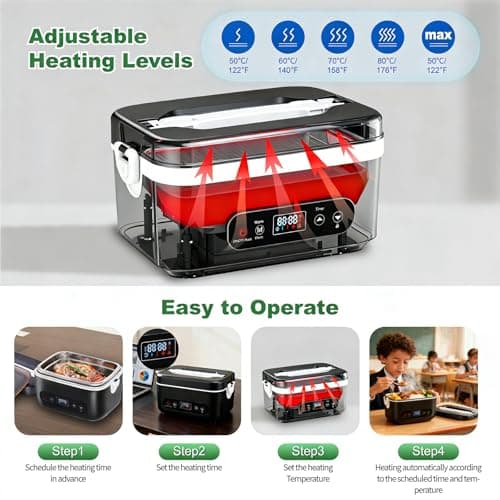 Fagalil Cordless Heated Lunch Box, 1.2L Battery Powered — view 4