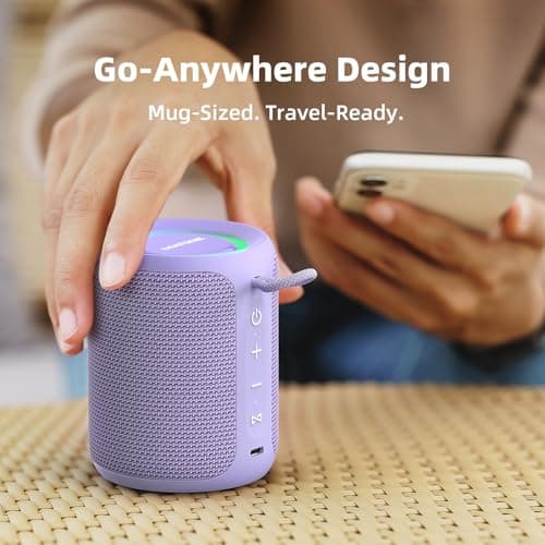 MIATONE Rush Pro Bluetooth Speaker, IPX7 Waterproof, 20W Deep Bass, 360° Sound, Switchable LED Light, TWS Compatible, Built-in Microphone, Bluetooth 5.4, Present, Festival gifts (Purple) — view 3