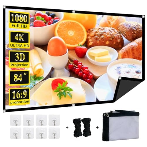 Foldable 84-inch Projector Screen,XINLEMY 4k 16:9 Anti-Crease Portable Washable Projector Backing Black Absorbs Light Movies Screens for Home Theater Backyard Indoor and Outdoor camping