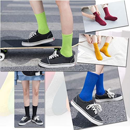 Hamjax 3 Pairs Womens Casual Crew Socks Walking Cotton Socks, Dark Red — view 2
