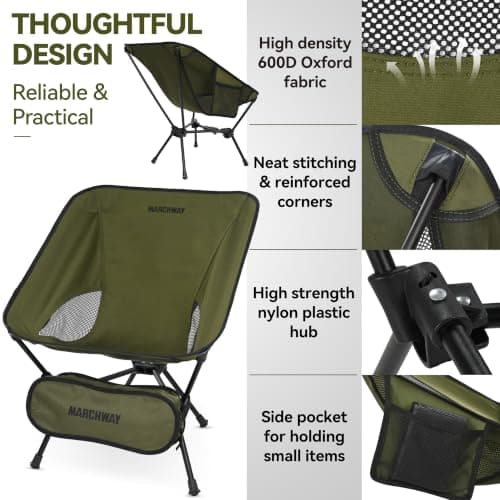 MARCHWAY Lightweight Folding Camping Chair with Spring Lock, Stable Compact Portable for Outdoor Camp, Travel, Beach, Picnic, Festival, Hiking, Backpacking (Green) — view 5
