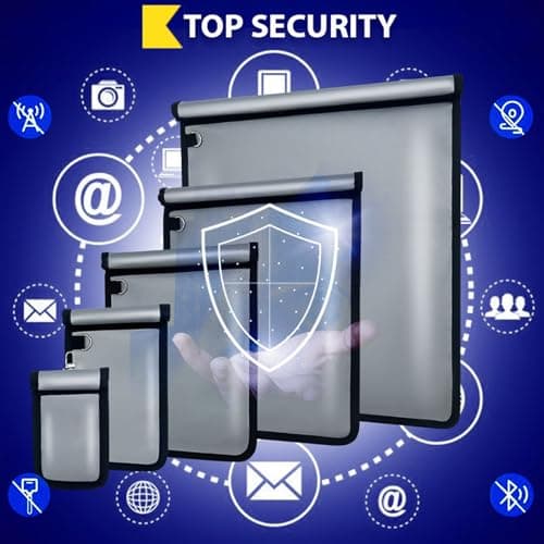 Faraday Bags, 5 Pack Faraday Cage with Key Fob Protector, Fireproof Waterproof Bag EMP Proof Signal Blocker, Anti-Theft RFID Blocking Pouch for Laptops, Tablets, Phones, Car Keys, Electronics (Grey) — view 6